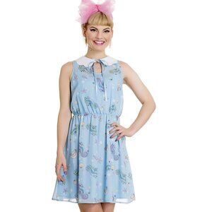 Hell Bunny Sea Punk Pastel Blue Bubble & Seahorse Sweet Blue Chiffon Dress - XS